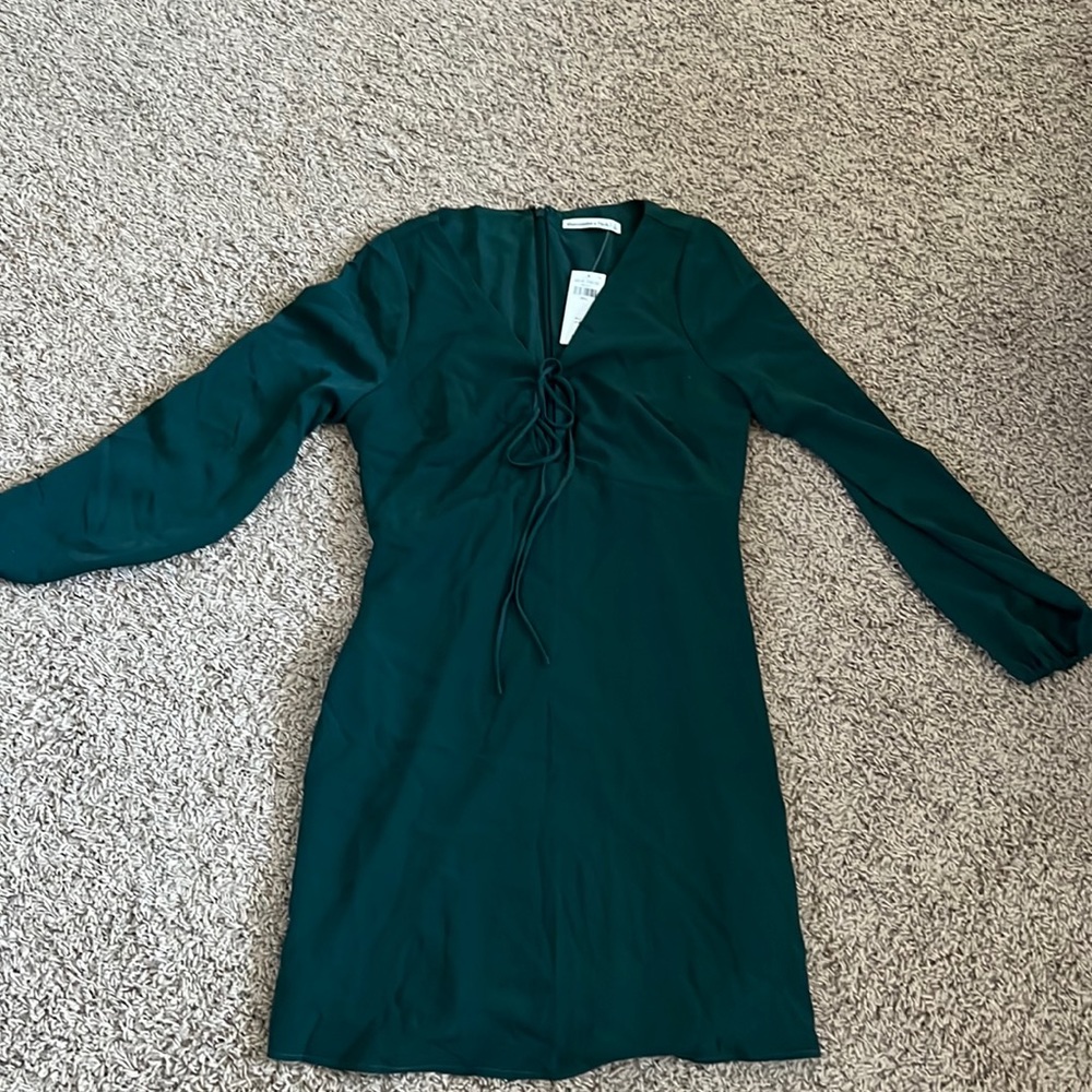 Abercrombie & Fitch Long-Sleeve Strappy Halter Mini Dress